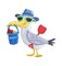 Seagull with Sand Pail, Wearing a Beach Hat Embroidered, Iron on Patch